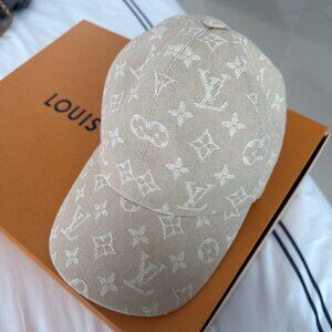 Louis Vuitton Monogram Essential Jacquard Baseball Cap Beige Leather Strap